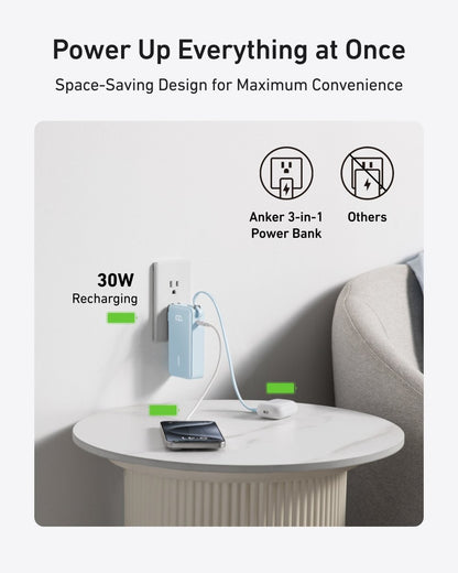 Anker Power Bank (10K, Fusion, Built - In Cable) - Cartsfy Inc.