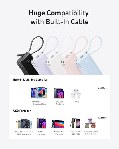 Anker Power Bank (10K, Fusion, Built - In Cable) - Cartsfy Inc.