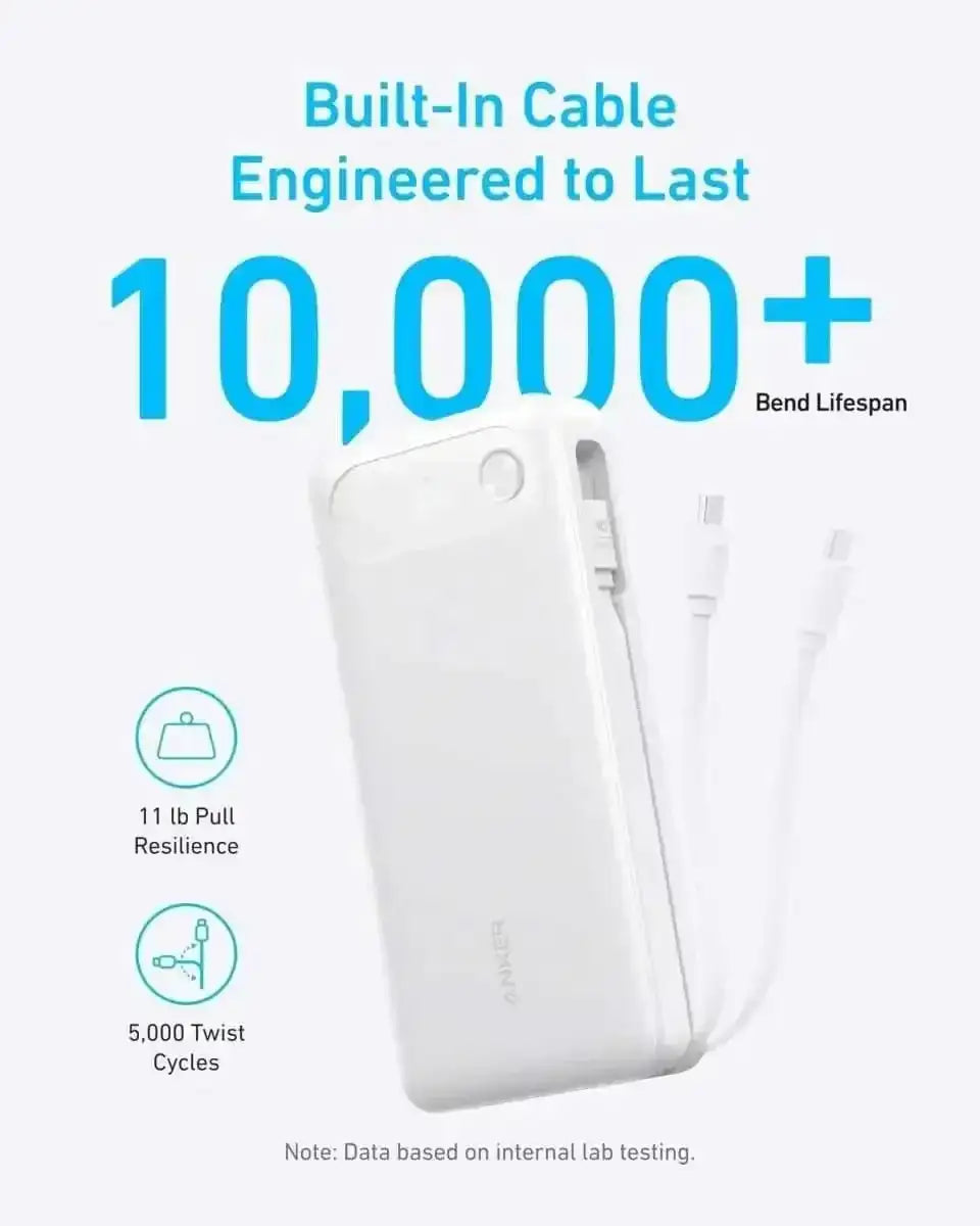 Anker Power Bank (20K, 87W, Built-In USB-C Cable) Anker Black White Misty Blue Black-White-Misty Blue-