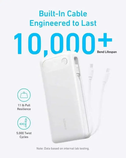 Anker Power Bank (20K, 87W, Built-In USB-C Cable) Anker Black White Misty Blue Black-White-Misty Blue-