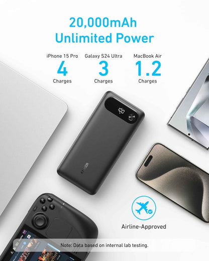 Anker Power Bank (20K, 87W, Built - In USB - C Cable) - Cartsfy Inc.