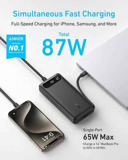 Anker Power Bank (20K, 87W, Built - In USB - C Cable) - Cartsfy Inc.