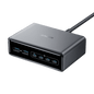 Anker Prime charger with gray body, six front ports, and attached power cable