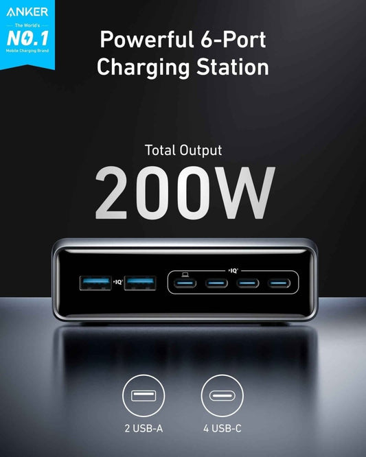 Anker Prime Charger (200W, 6 Ports, GaN) - Cartsfy Inc.