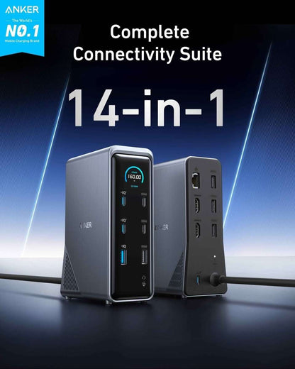 Anker Prime charging docking station, side and front port view