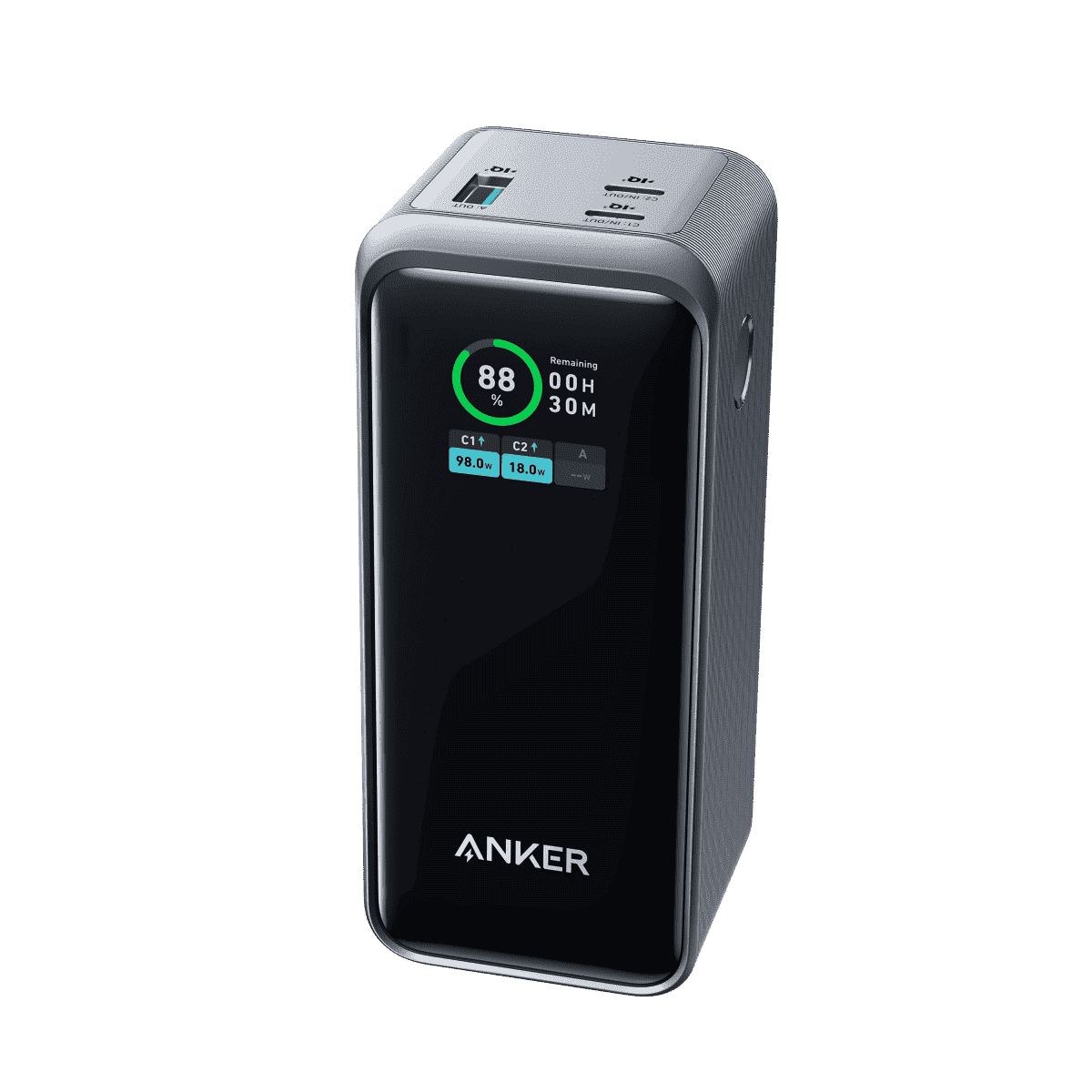 Anker Prime power bank (20K) in black with front status screen and ports