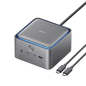 Gray Anker docking station with blue LED edge, front ports, and connected cable