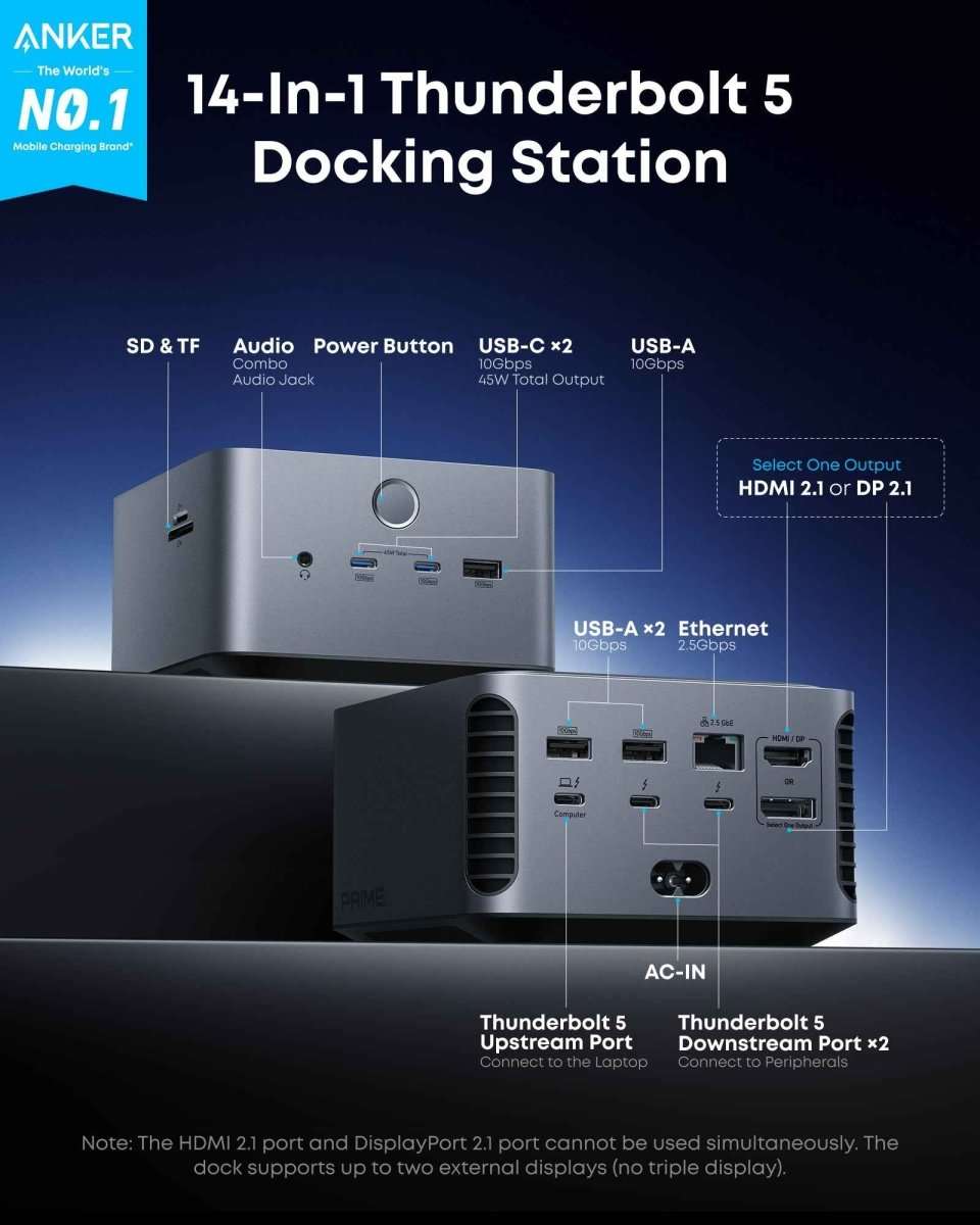 Anker Prime TB5 Docking Station (14-in-1, 8K, Thunderbolt 5 ) Cartsfy Inc.