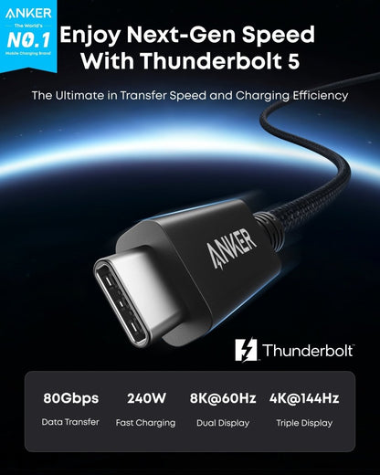 Anker Prime Thunderbolt 5 Cable (3.3 ft/1.7 ft, 80 Gbps, 240W) - Cartsfy Inc.