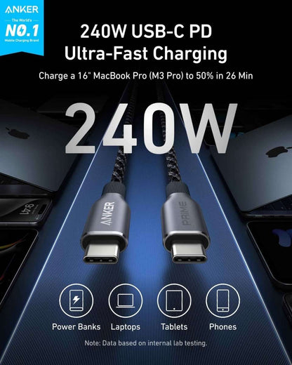 Anker Prime USB-C to USB-C Cable (240W, Upcycled-Braided) Cartsfy Inc.