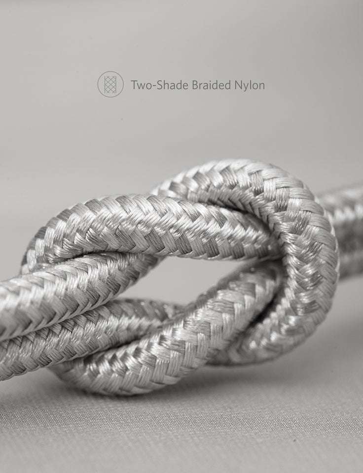 Two-tone braided nylon cable closeup