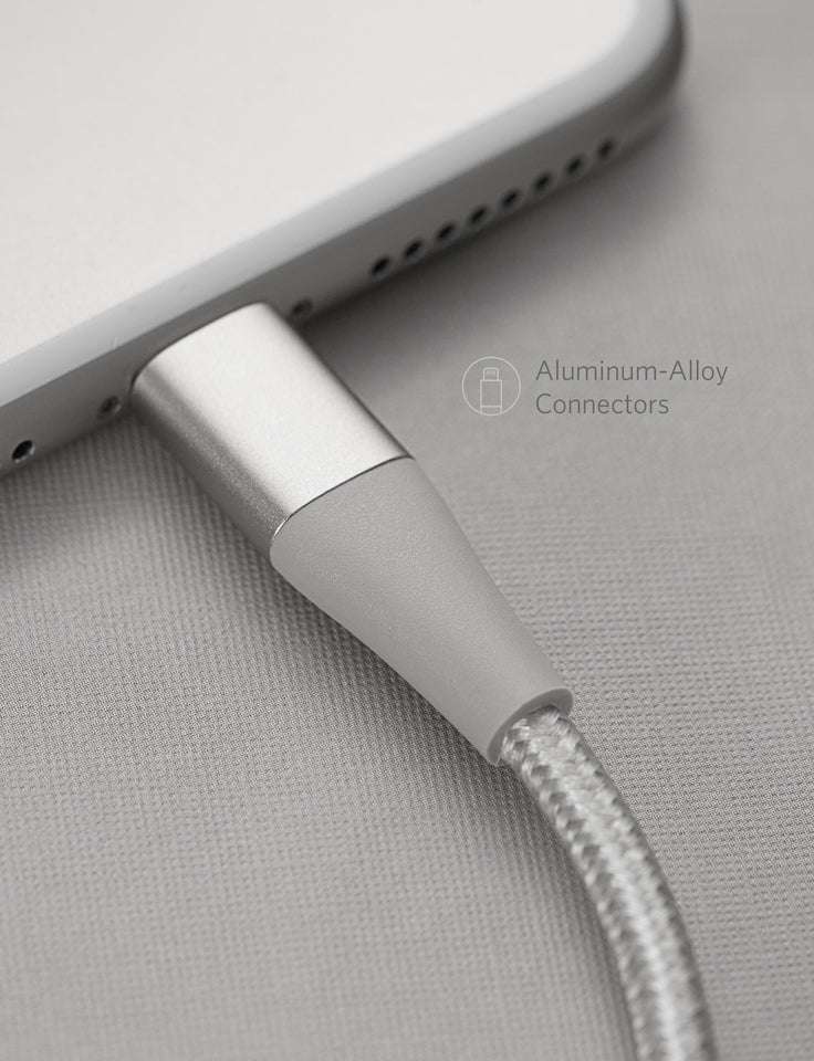 Silver aluminum-alloy connector sleeve with braided cable
