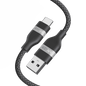 Black braided USB-A to USB-C cable with molded connectors