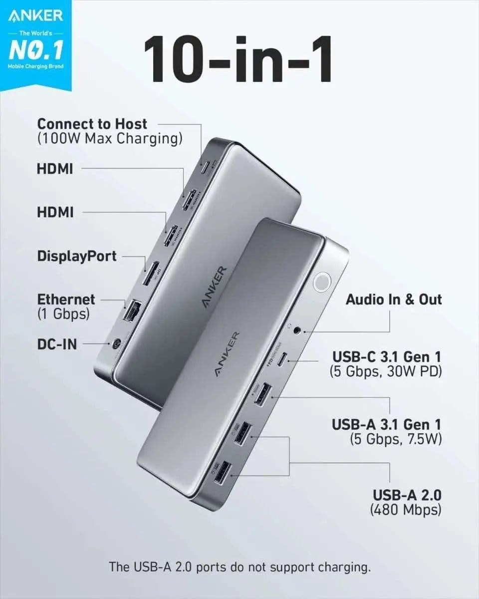 Anker USB-C Docking Station (10-in-1) Anker Grey Grey-
