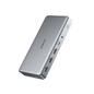 Anker USB-C docking station in grey with side USB ports and power switch