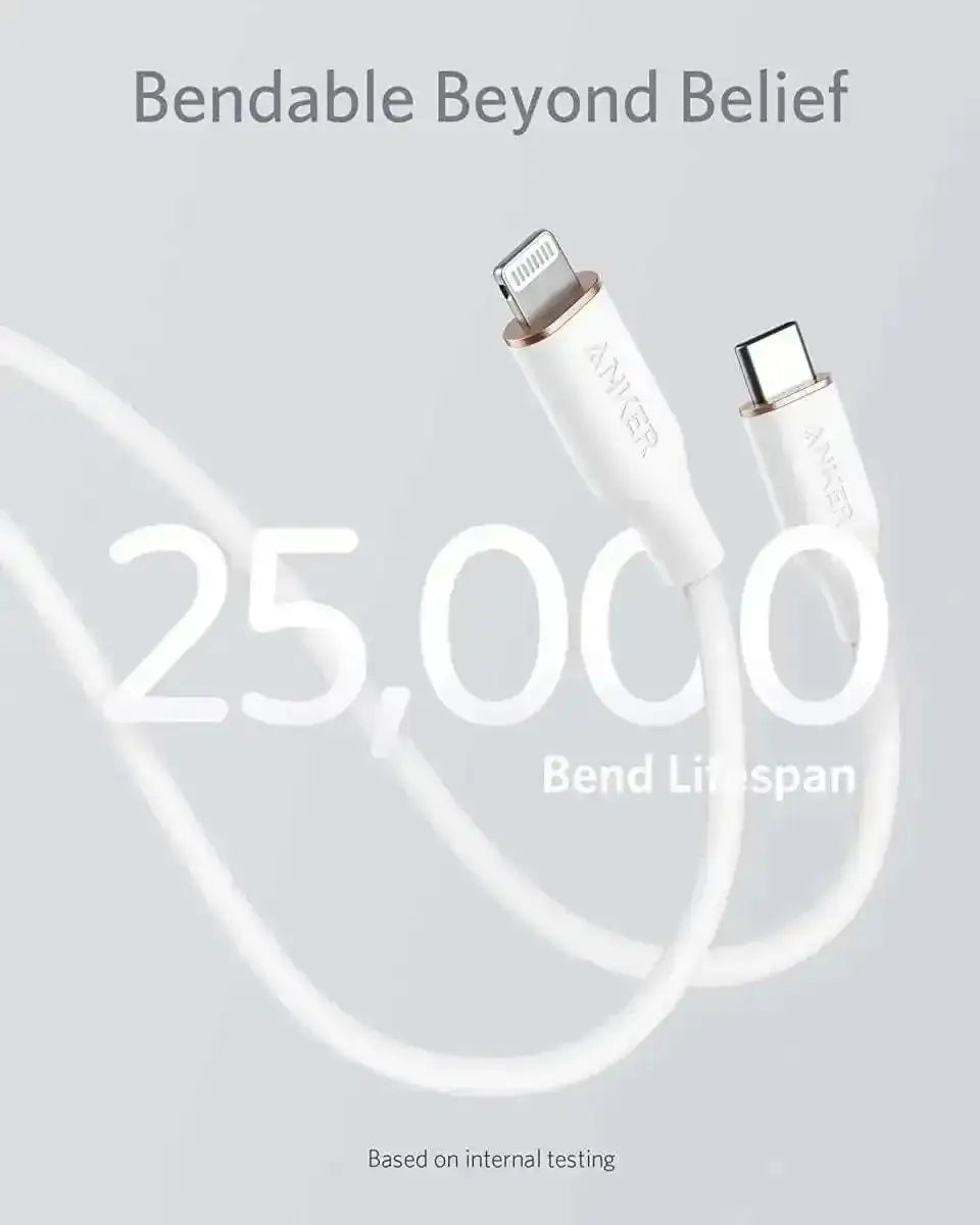 Anker USB-C to Lightning Cable (Flow, 3 ft Silicone) Anker 3ft / Midnight Black 3ft / Cloud White 3ft / Coral Pink 3ft / Midnight Black-3ft / Cloud White-3ft / Coral Pink-3ft / Mint Green-3ft / Lavender Grey-6ft / Midnight Black-6ft / Cloud White-6ft / Coral Pink-6ft / Mint Green-6ft / Lavender Grey-