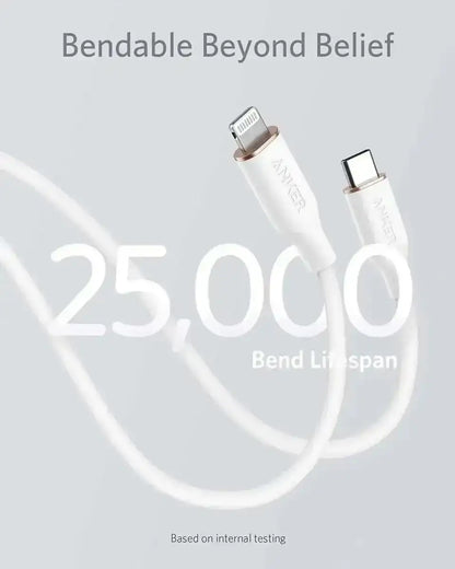 Anker USB-C to Lightning Cable (Flow, 3 ft Silicone) Anker 3ft / Midnight Black 3ft / Cloud White 3ft / Coral Pink 3ft / Midnight Black-3ft / Cloud White-3ft / Coral Pink-3ft / Mint Green-3ft / Lavender Grey-6ft / Midnight Black-6ft / Cloud White-6ft / Coral Pink-6ft / Mint Green-6ft / Lavender Grey-
