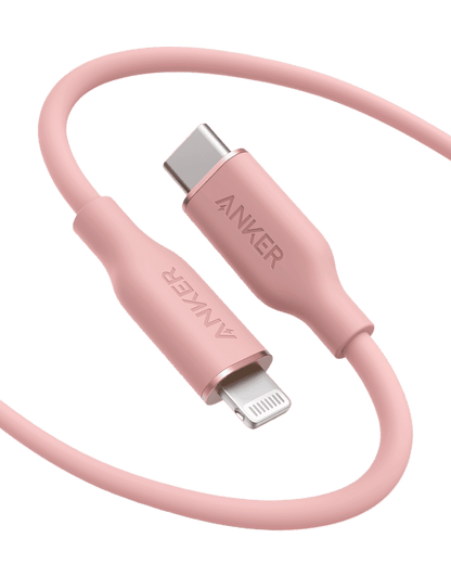 Anker USB-C to Lightning cable, pink silicone with USB-C and Lightning connectors