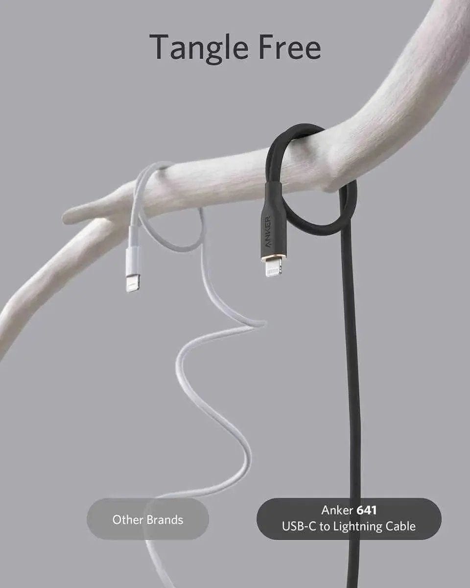 Anker USB-C to Lightning Cable (Flow, Silicone) Anker 3ft / Midnight Black 3ft / Cloud White 3ft / Misty Blue 3ft / Midnight Black-3ft / Cloud White-3ft / Misty Blue-3ft / Mint Green-3ft / Lavender Grey-3ft / Lilac Purple-6ft / Midnight Black-6ft / Cloud White-6ft / Misty Blue-6ft / Mint Green-6ft / Lavender Grey-6ft / Lilac Purple-