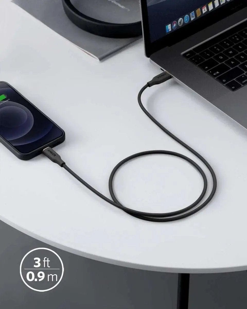 Anker USB-C to Lightning Cable (Flow, Silicone) Anker 3ft / Midnight Black 3ft / Cloud White 3ft / Misty Blue 3ft / Midnight Black-3ft / Cloud White-3ft / Misty Blue-3ft / Mint Green-3ft / Lavender Grey-3ft / Lilac Purple-6ft / Midnight Black-6ft / Cloud White-6ft / Misty Blue-6ft / Mint Green-6ft / Lavender Grey-6ft / Lilac Purple-