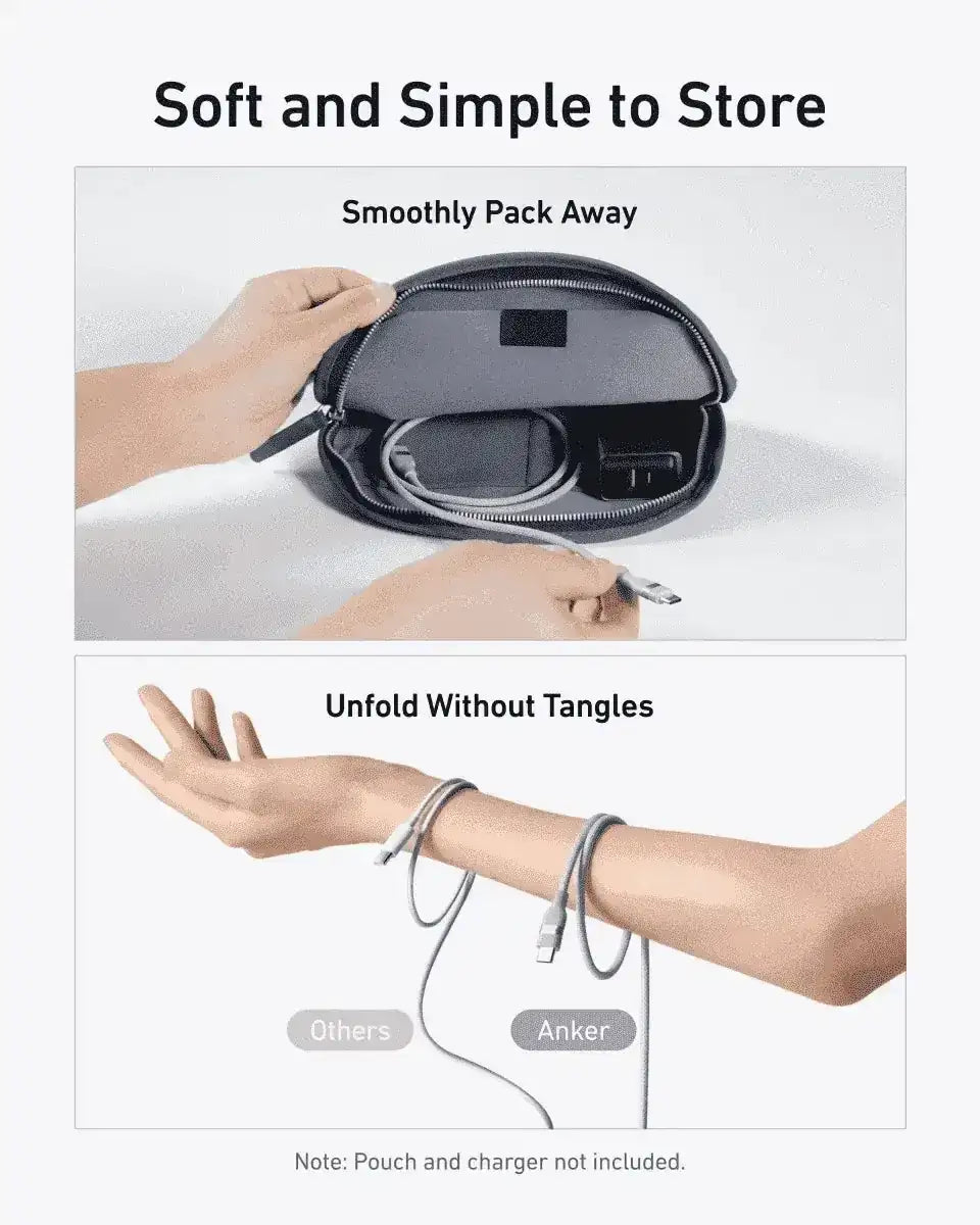 Anker USB-C to USB-C Cable (3 ft / 6 ft, 240W, Upcycled-Braided) Anker 3 ft / Black Stone 3 ft / Shell White 6 ft / Black Stone 3 ft / Black Stone-3 ft / Shell White-6 ft / Black Stone-6 ft / Shell White-6 ft / Ice Lake Blue-6 ft / Sprout Green-6 ft / Lilac Purple-10 ft / Black Stone-