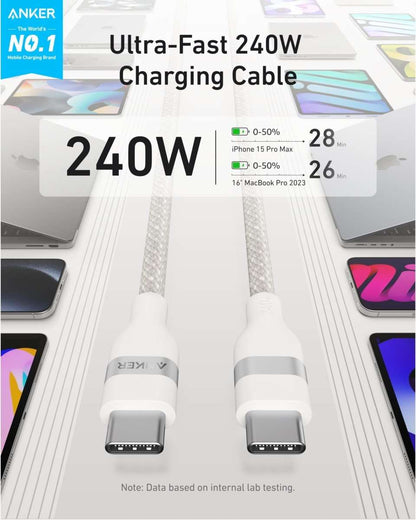 Anker USB-C to USB-C Cable (3 ft / 6 ft, 240W, Upcycled-Braided) Cartsfy Inc.
