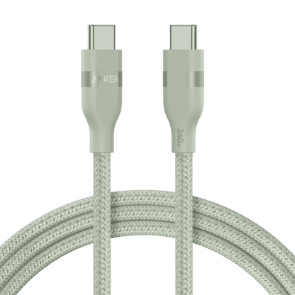 USB-C to USB-C cable, white braided section with paired USB-C connector ends