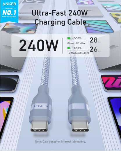 Anker USB-C to USB-C Cable (3 ft / 6 ft, 240W, Upcycled-Braided) Cartsfy Inc.