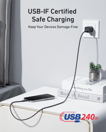 Anker USB - C to USB - C Cable (3 ft / 6 ft, 240W, Upcycled - Braided) - Cartsfy Inc.
