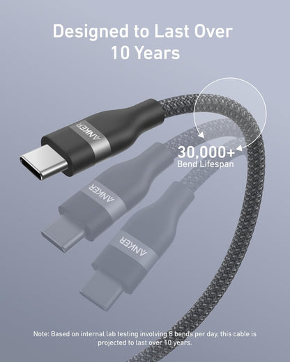 Anker USB - C to USB - C Cable (3 ft / 6 ft, 240W, Upcycled - Braided) - Cartsfy Inc.