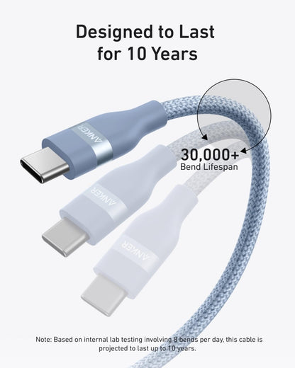 Anker USB - C to USB - C Cable (3 ft / 6 ft, 240W, Upcycled - Braided) - Cartsfy Inc.