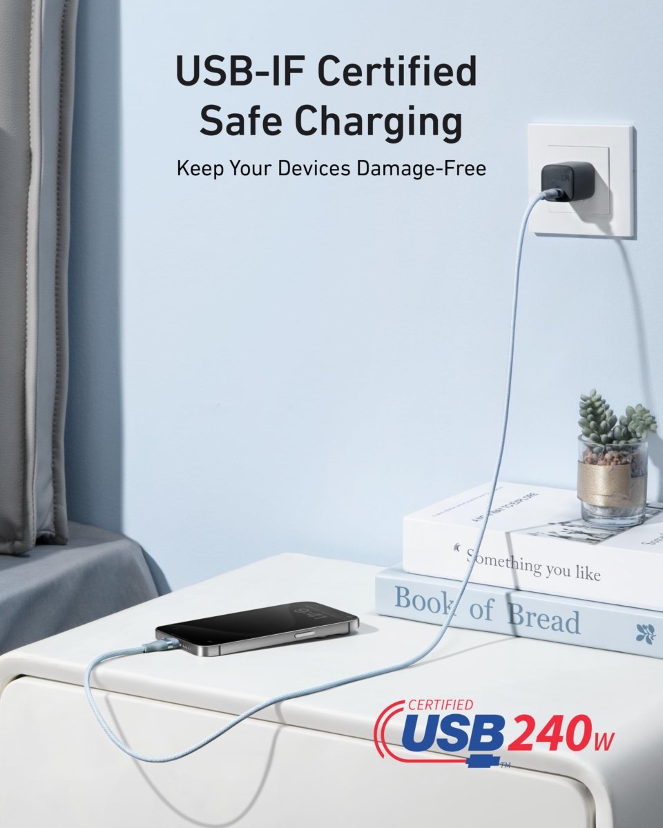 Anker USB - C to USB - C Cable (3 ft / 6 ft, 240W, Upcycled - Braided) - Cartsfy Inc.
