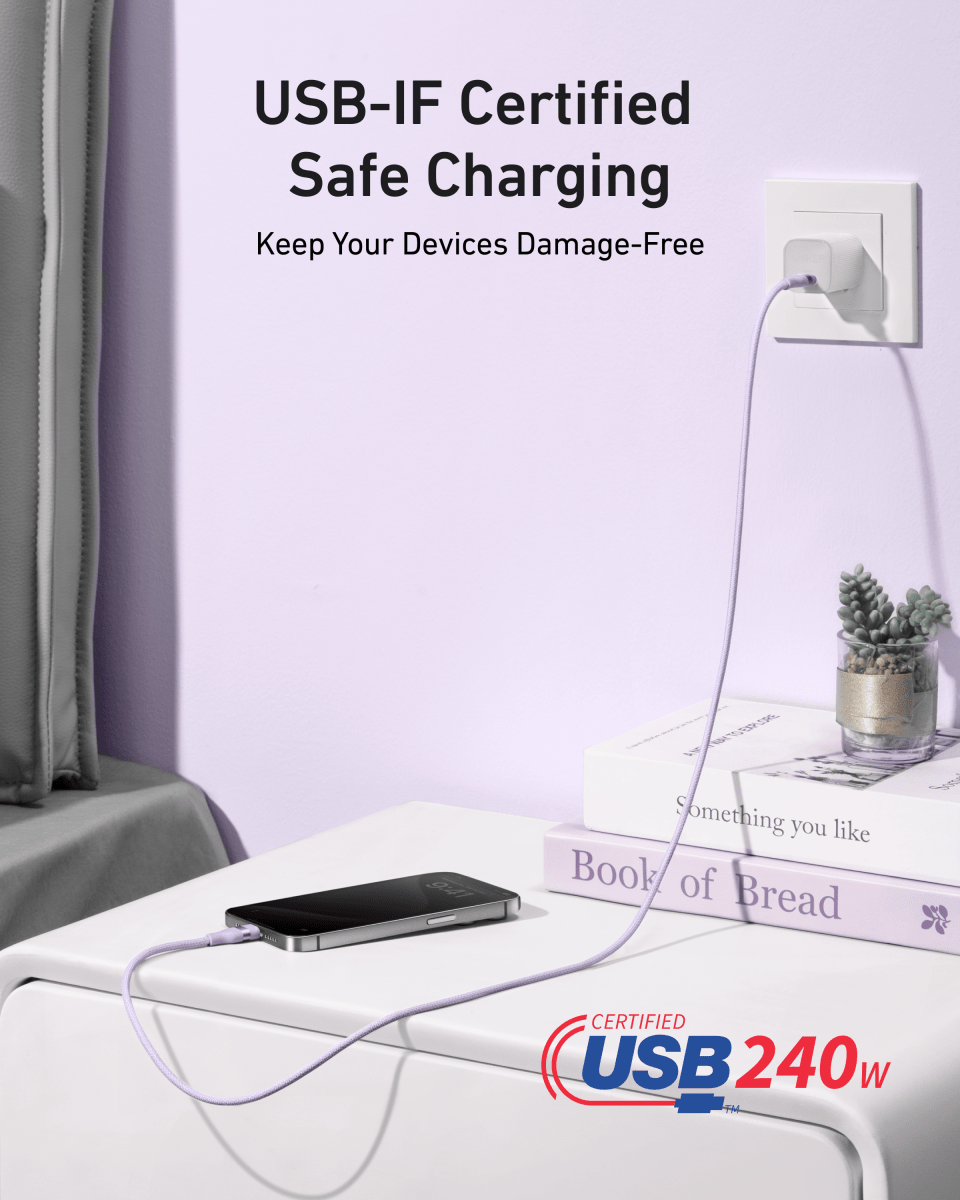 Anker USB - C to USB - C Cable (3 ft / 6 ft, 240W, Upcycled - Braided) - Cartsfy Inc.