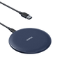 Anker wireless charging pad with USB cable, navy blue round base and indicator light
