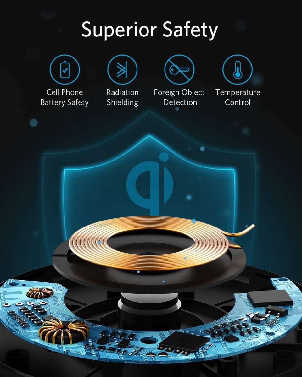 Wireless charging pad with illuminated safety circuitry and coil inside
