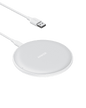 Wireless charging pad with USB cable connected to a white charging surface