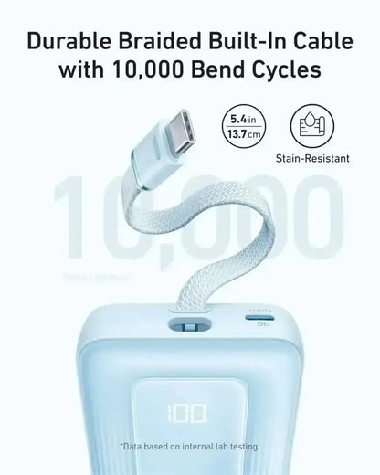 Anker Zolo Power Bank (10K, 30W) with a 5.4-inch (13.7 cm) built-in USB-C cable. Cartsfy Inc.
