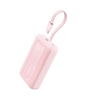 Pink portable power bank with built-in USB-C charging cable