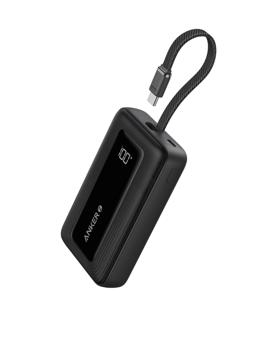 Anker Zolo Power Bank (10K, 30W) with a 5.4 - inch (13.7 cm) built - in USB - C cable. - Cartsfy Inc.