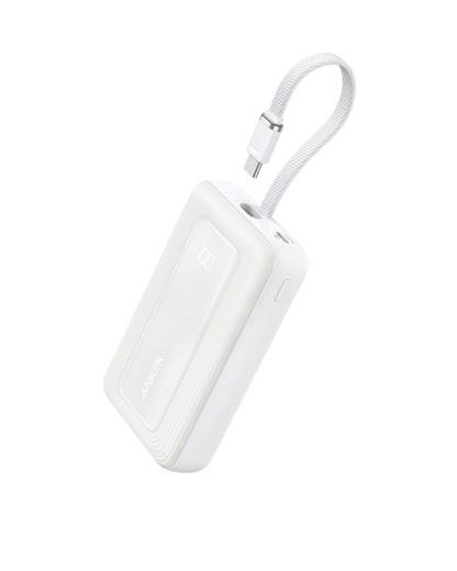 Anker Zolo Power Bank (10K, 30W) with a 5.4 - inch (13.7 cm) built - in USB - C cable. - Cartsfy Inc.