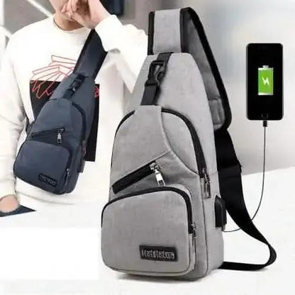 Anti-theft Sling Backpack With Charging Port DailySale Black Gray Navy Black-Gray-Navy-