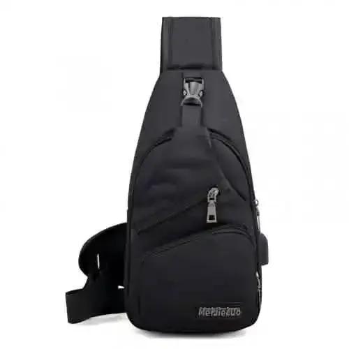 Anti-theft Sling Backpack With Charging Port DailySale Black Gray Navy Black-Gray-Navy-