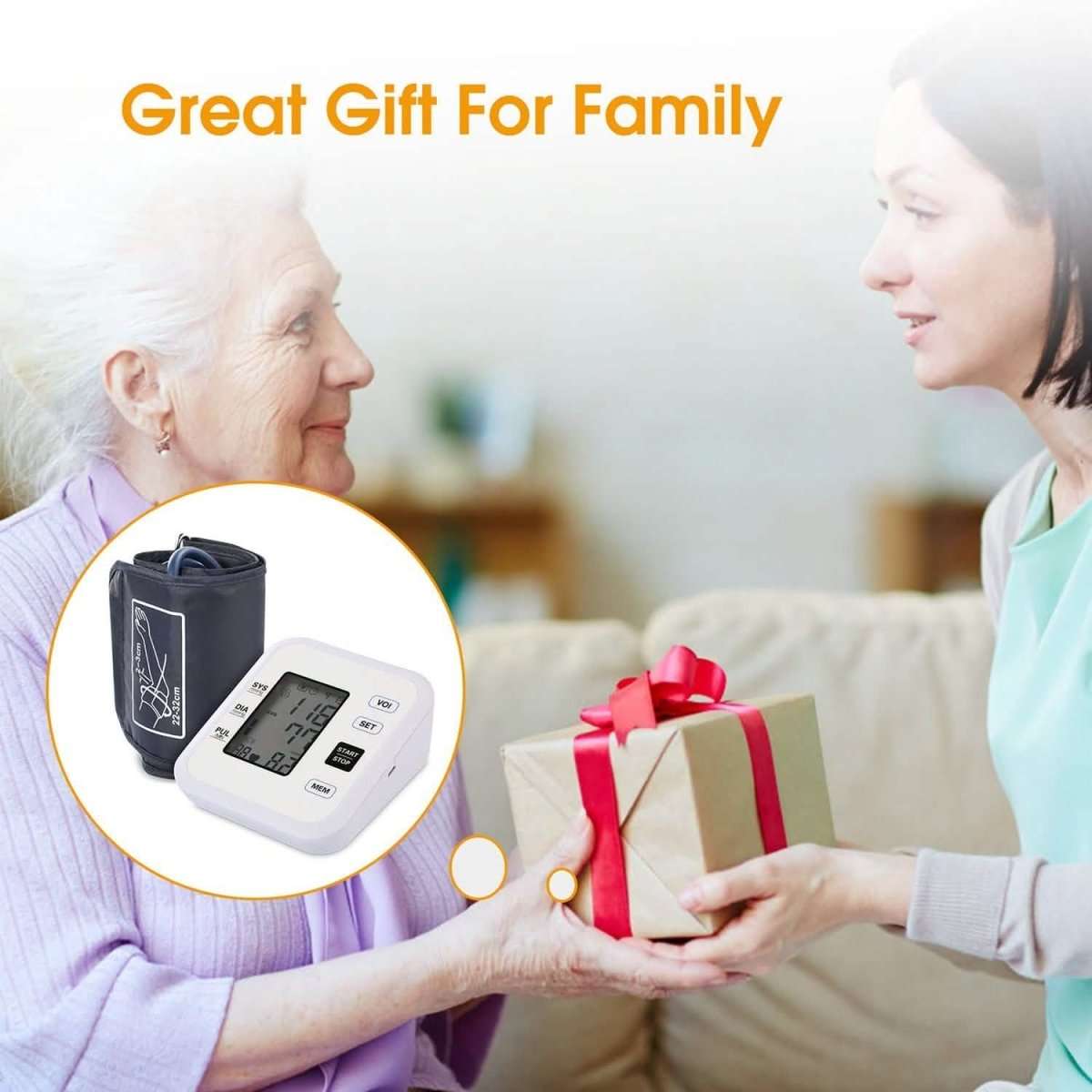 Arm blood pressure monitor kit with cuff and handheld LCD display