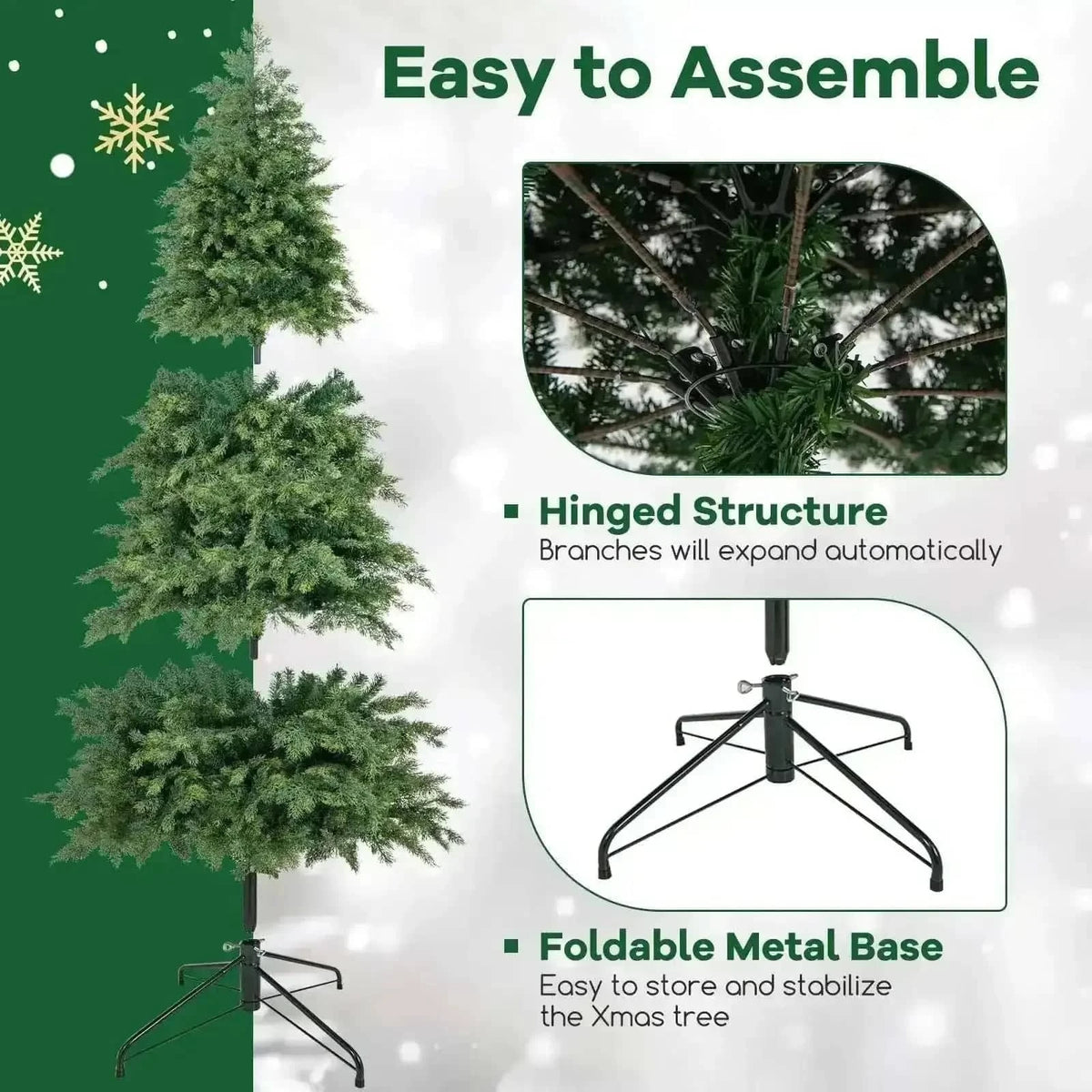 Artificial Christmas Tree Green Hinged Holiday Tree with 721/1019 Lush Branch Tips Cartsfy Inc.