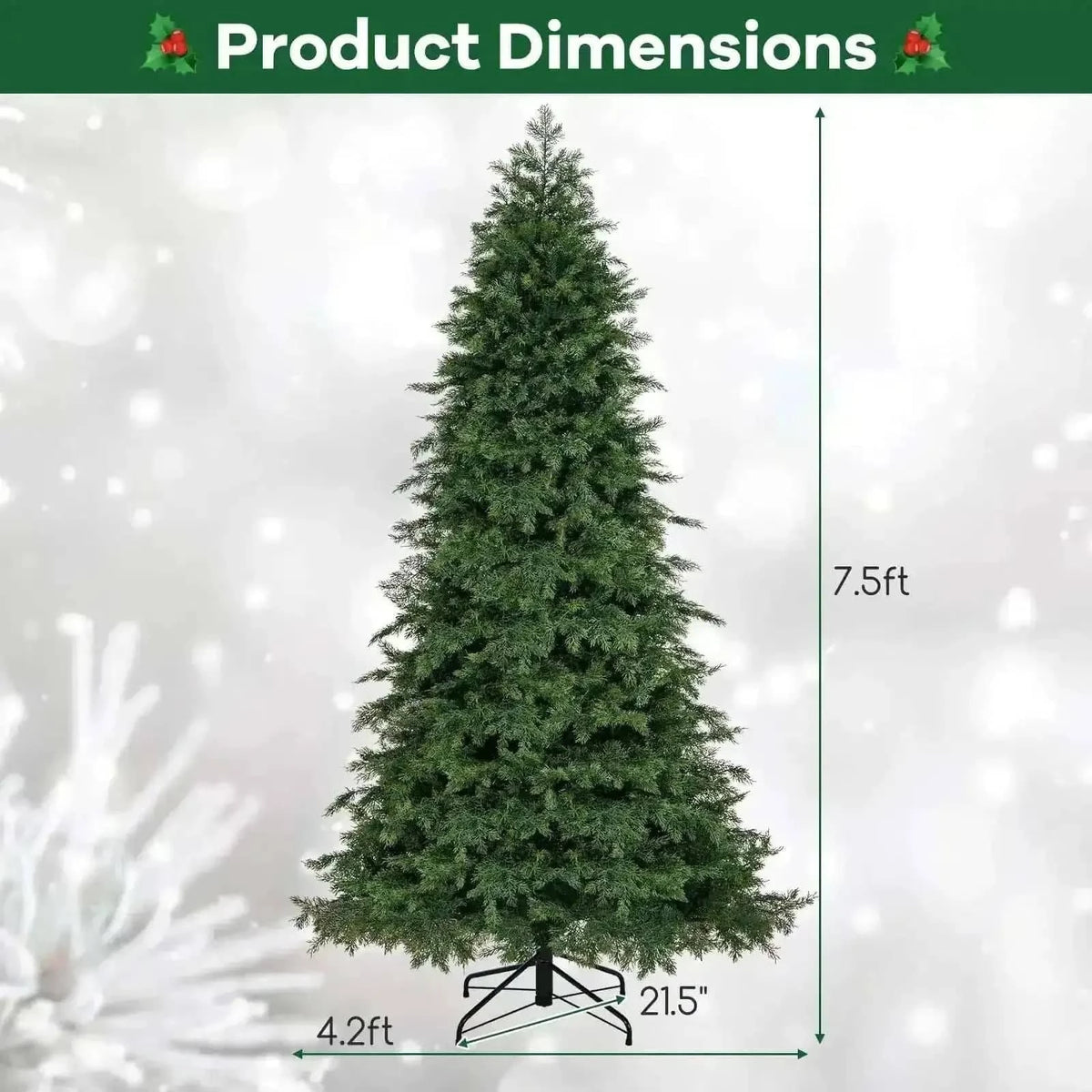 Artificial Christmas Tree Green Hinged Holiday Tree with 721/1019 Lush Branch Tips Cartsfy Inc.