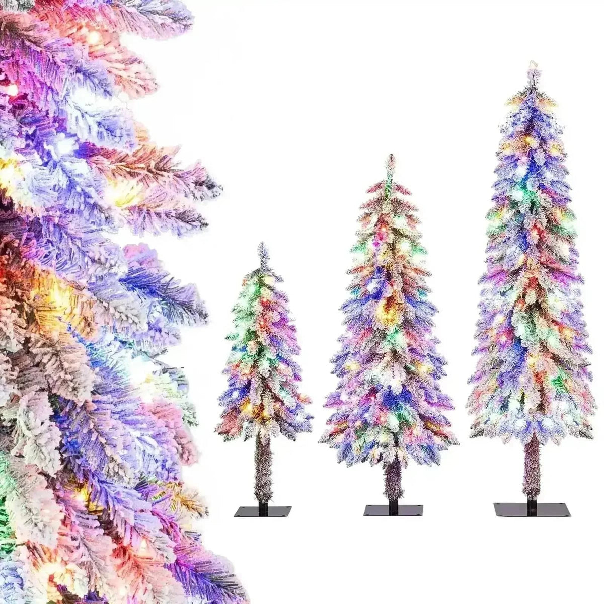 Artificial Christmas Tree Set of 3 with Snow-flocked Branch Tips Cartsfy Inc.