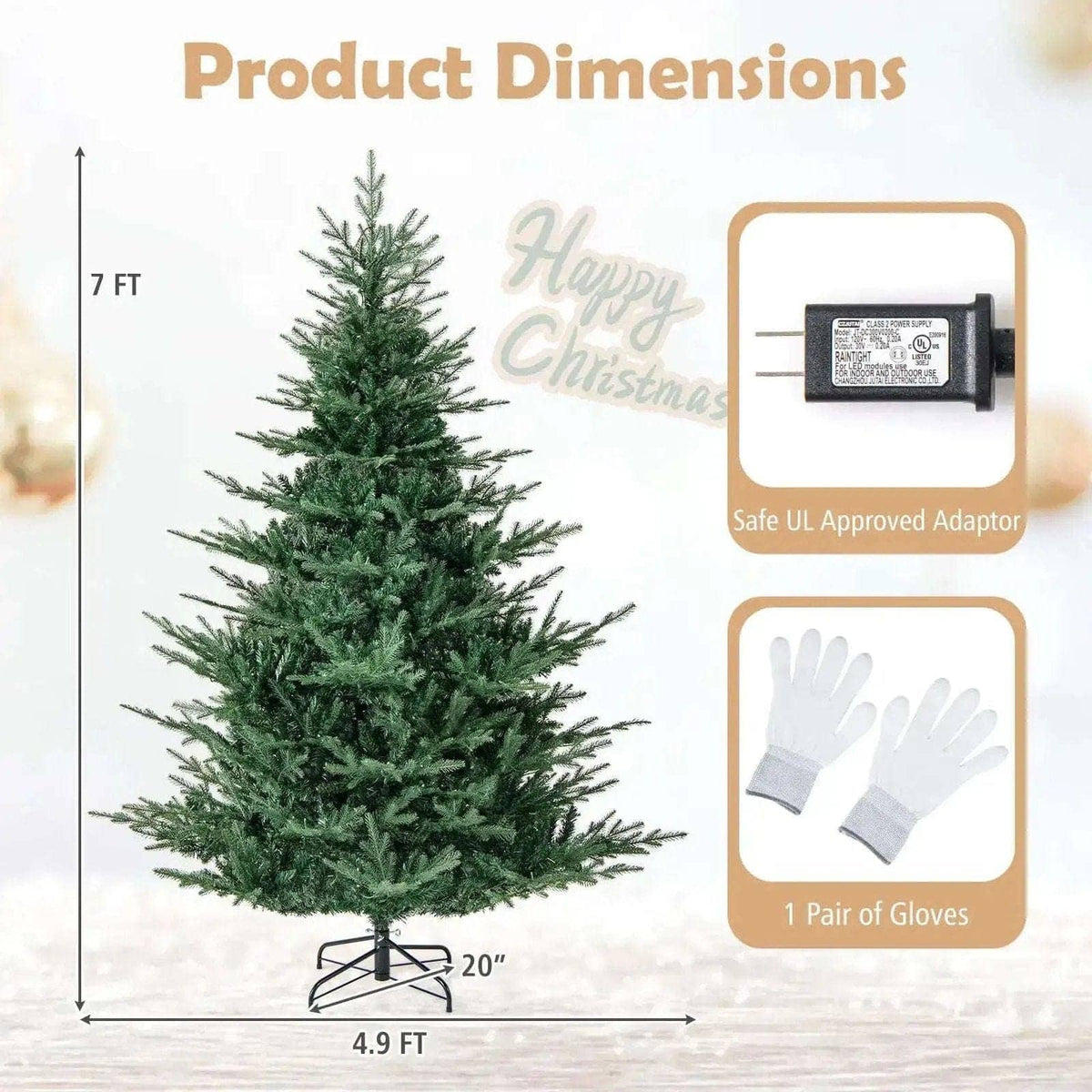 Artificial Christmas Tree with Branch Tips and Warm White LED Lights Cartsfy Inc.