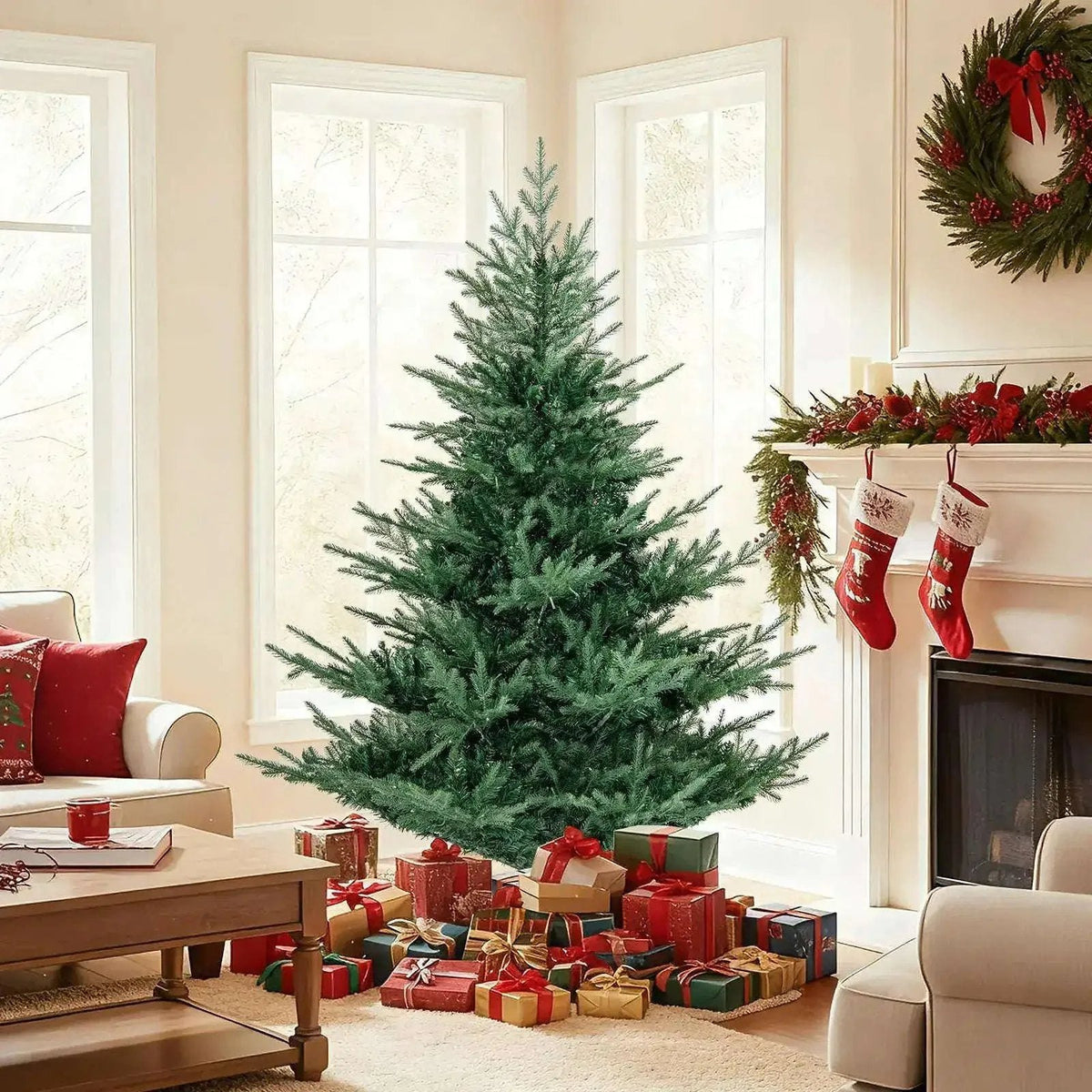 Artificial Christmas Tree with Branch Tips and Warm White LED Lights Cartsfy Inc.