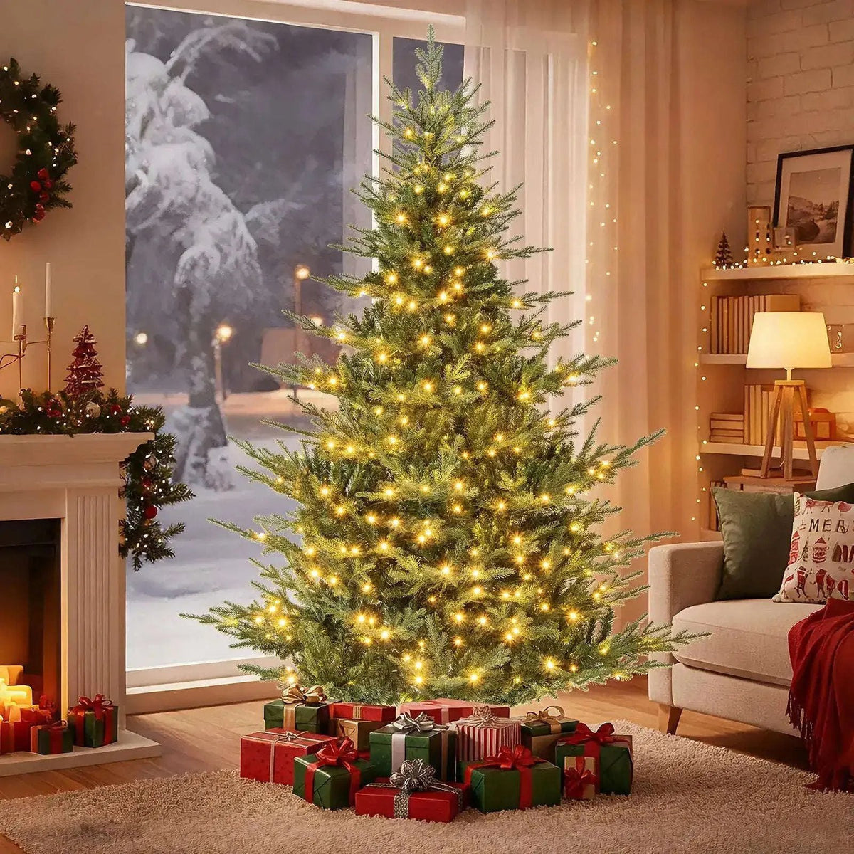 Artificial Christmas Tree with Branch Tips and Warm White LED Lights Cartsfy Inc.