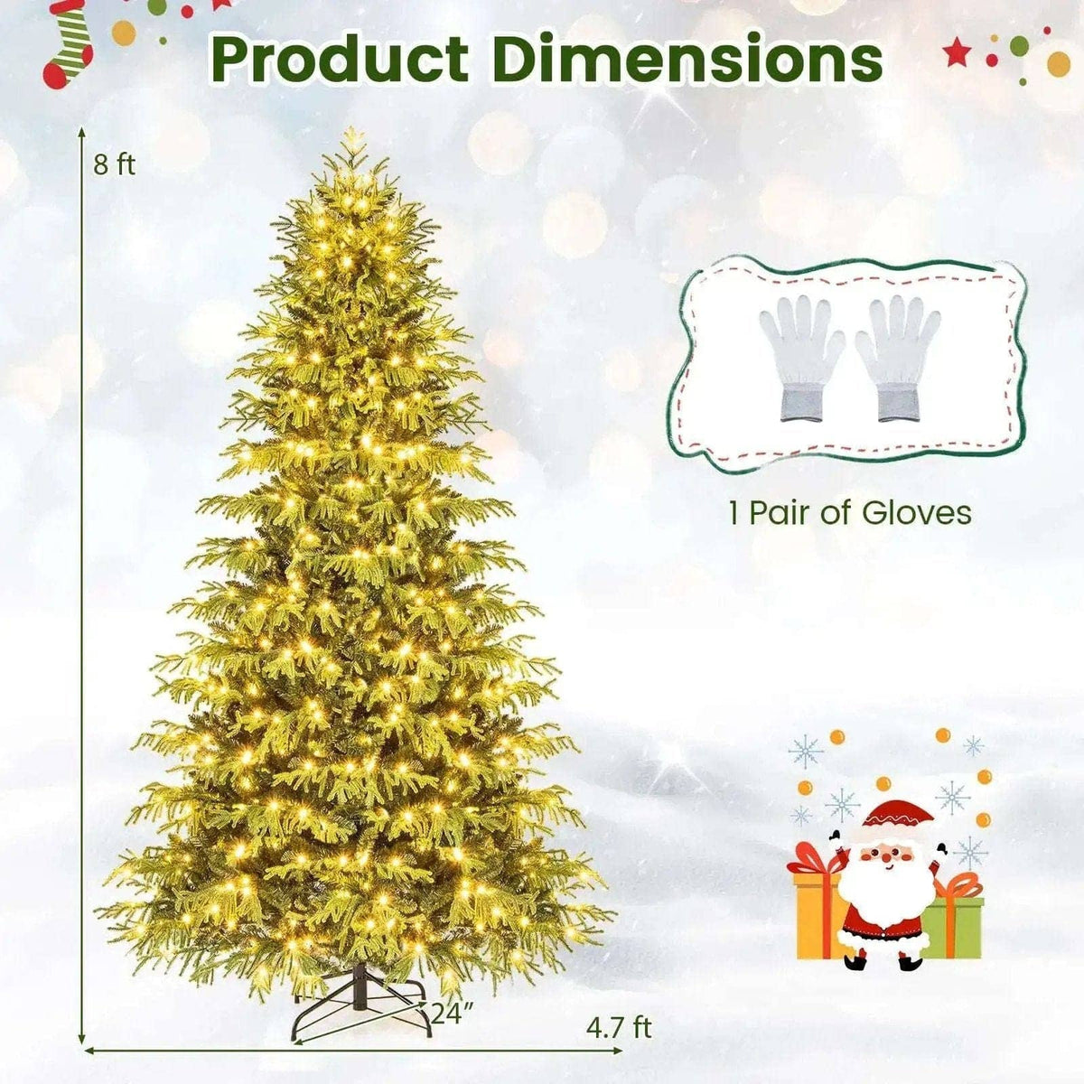 Artificial Christmas Tree with LED Lights and PVC Mixed Branch Tips Cartsfy Inc.